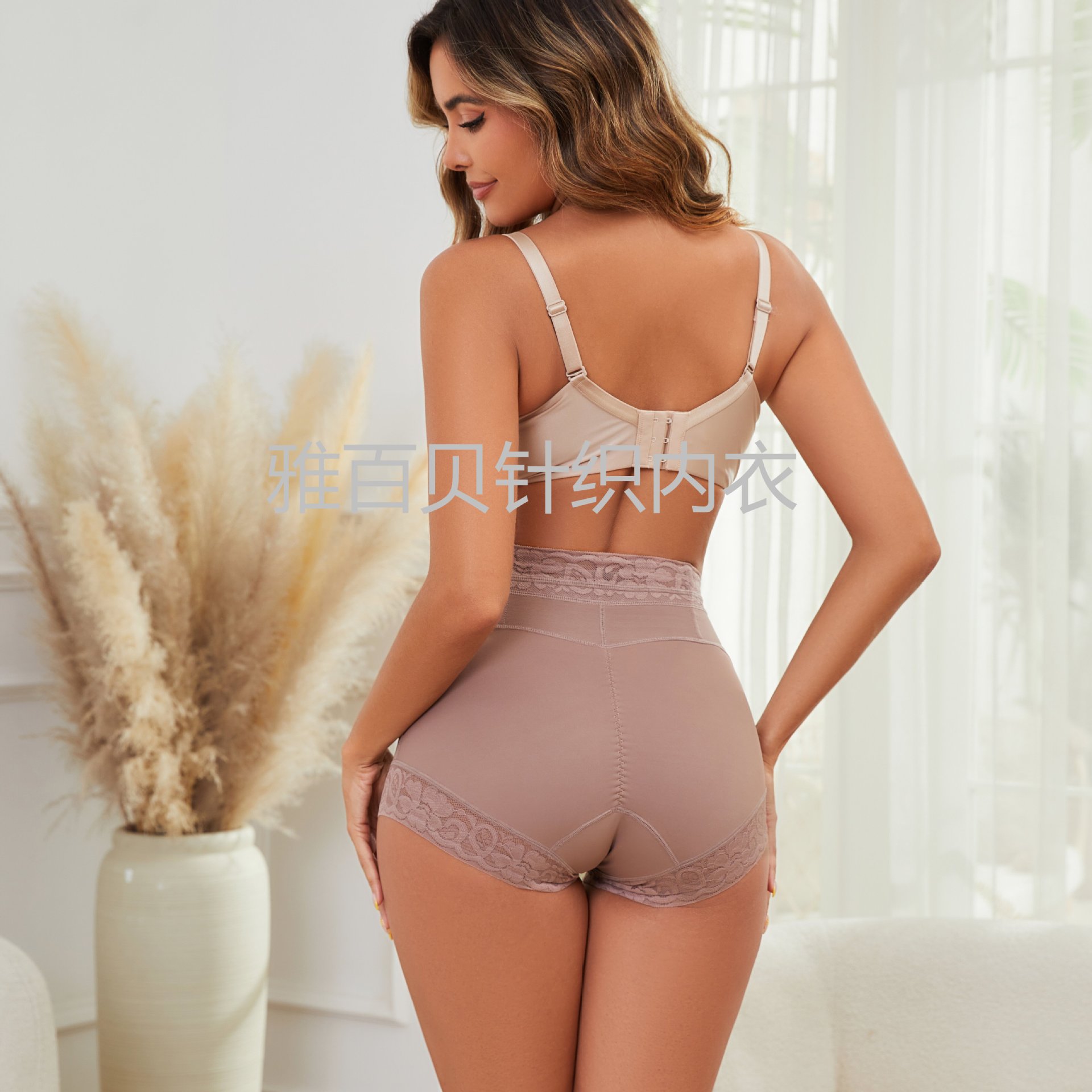 European and American Sexy Lace Large Size Cross-Border Foreign Trade Anti-Shedding Glue Butt Lifting Body Shaping Underwear Boxer Tummy Control Pants