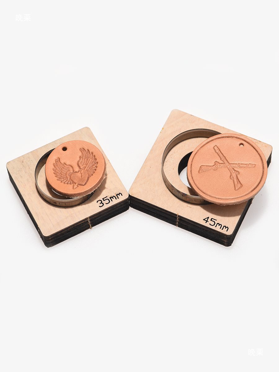 Leather Cutting Square Wood Base Circular Knife Mold Handmade DIY Leather Goods Blade Leather Circular Die Cutting and Punching