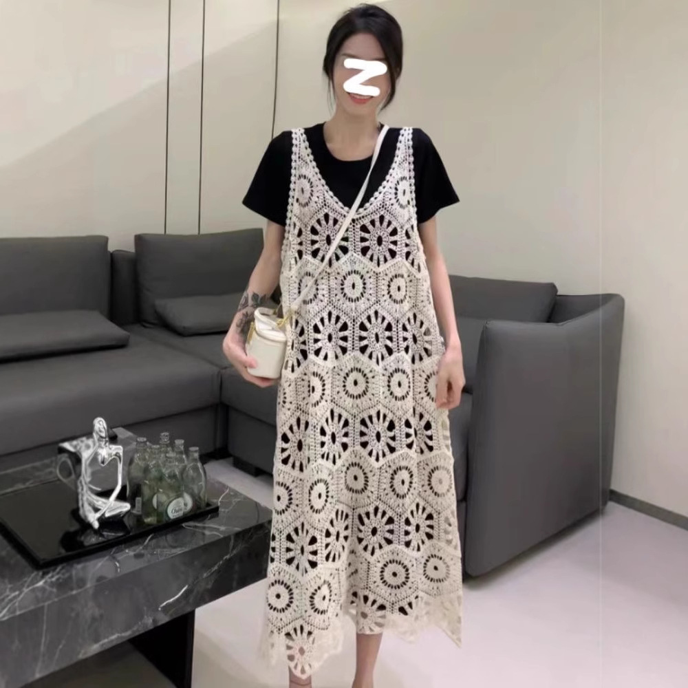 платье большого размера, новый французский стиль, юбка с кружевом