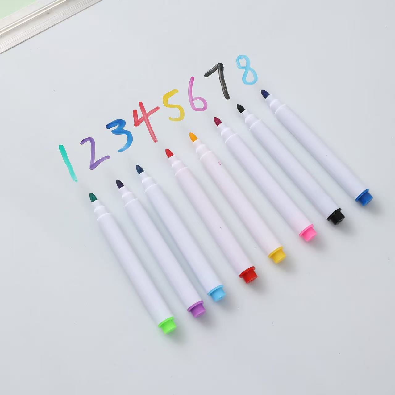 Magnetic Whiteboard Marker with Adhesive Label, White Water-Based Pen, Erasable Marker, Office and Educational Colored Blackboard Marker