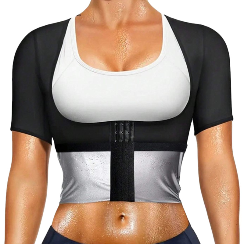 Европейский и американский корсет для фитнеса большого размера с контролем живота, поддержка груди, трикотаж для женщин, спортивный корсет с короткими рукавами
