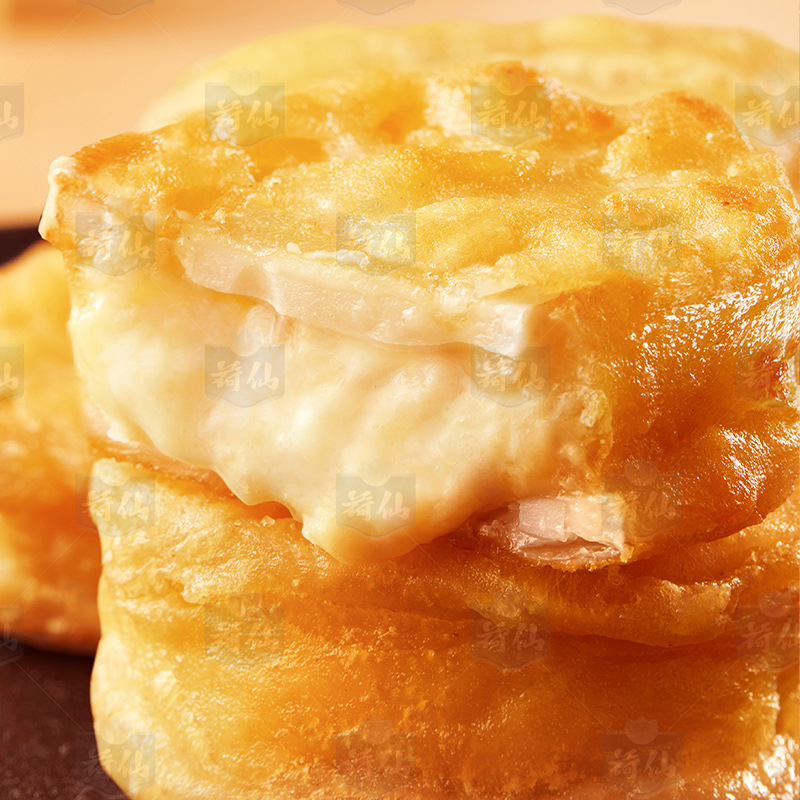 Lotus Root Pastry with Salted Egg Yolk and Cheese 240g, Fried Snack with Crispy Lotus Root, Frozen Semi-Finished Product