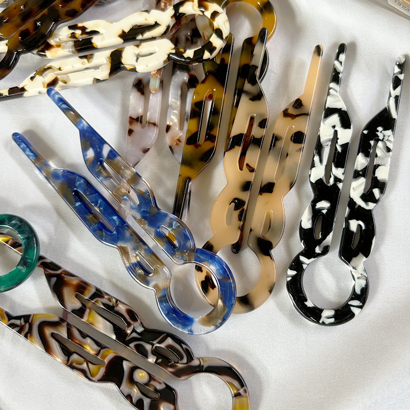 New Chinese Acetic Acid U-shaped Hairpin High-grade Sense Back of Head Disc Hair Hairpin Headdress Balls Head Antique Hanfu Hair Hairpin