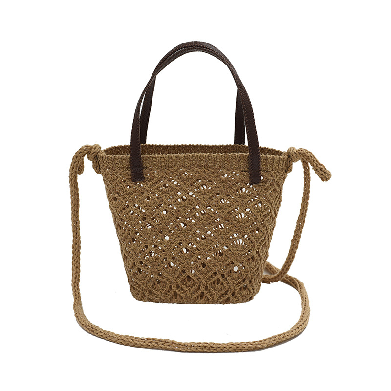 Portable Straw Super Hot Small Bag 2025 New Summer Pastoral Crossbody Holiday Beach Bag Mini Bucket Bag