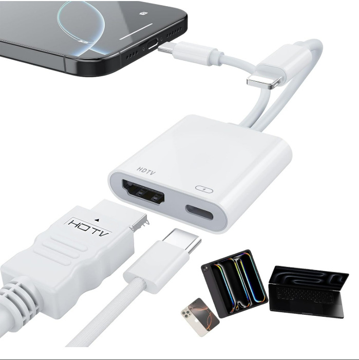 Suitable for Apple Typec to HDMI Screen Projector Dual-Line High-Definition Same-Screen Device Without Power Supply Fast Charging to Built-In Chip