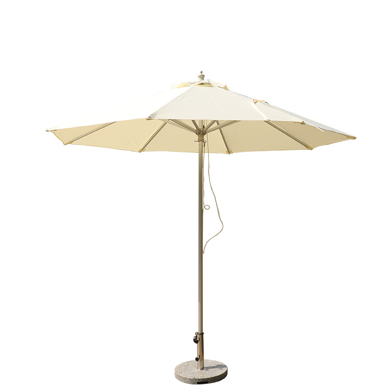 Outdoor sunshade imitation wood grain luxury umbrella courtyard villa hotel sunshade table and chair umbrella combination large stall umbrella