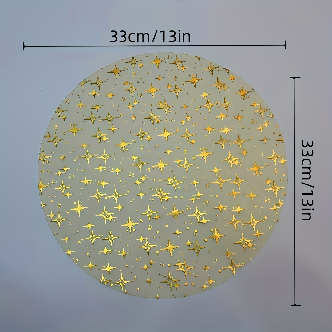 Cross-Border Hot-Selling Star Hot Stamping Gold Foil Placemat Disposable Round Design Suitable for Birthday Parties, Festivals and Weddings