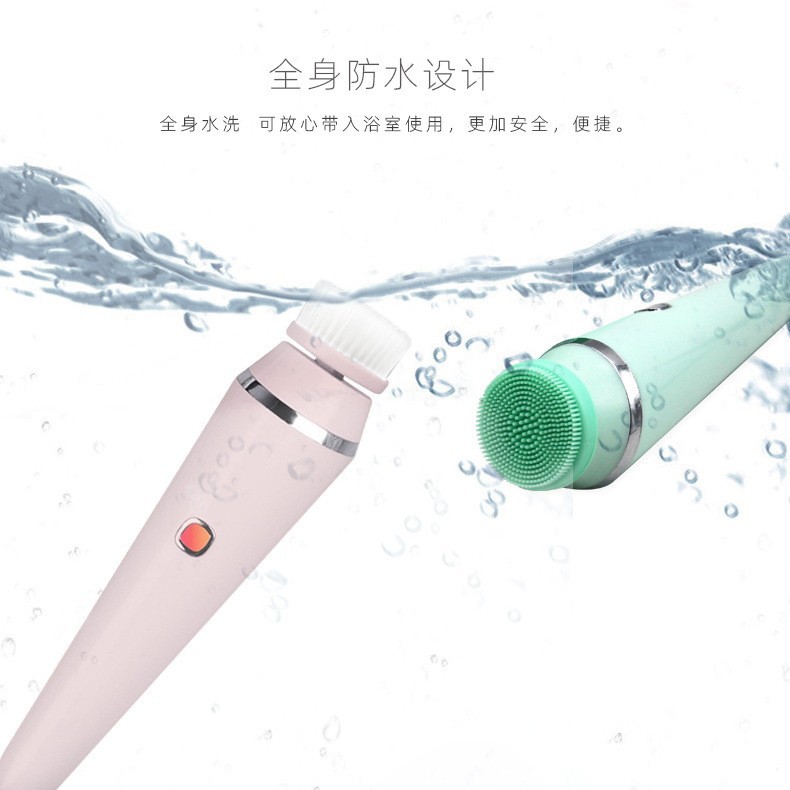 Cross-Border Spot Electric Facial Cleansing Brush to Clean Pores, Blackheads, Makeup Remover Brush, Waterproof Silicone Facial Cleansing Instrument, Soft-Bristled Facial Cleansing Brush