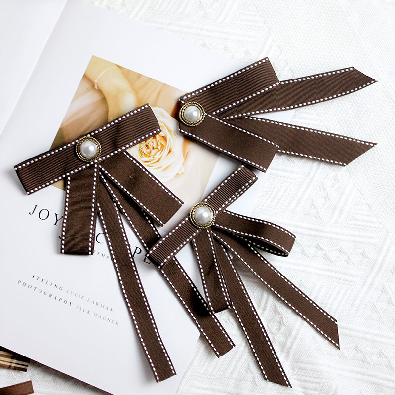 Белая рубашка с бабочкой женская кружевная лента в академическом стиле Южная Корея милый художественный топ с лентой коричневые аксессуары