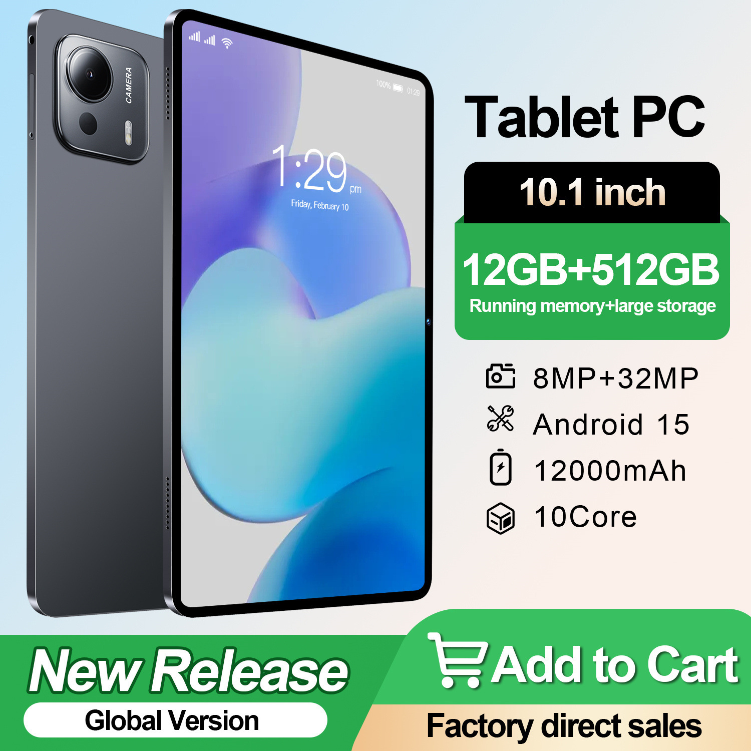 Кросс-бордерный новый 10.1-дюймовый планшет, 5G мобильный телефон, оптовый Android, Bluetooth, двойной SIM, вызов, умный WiFi