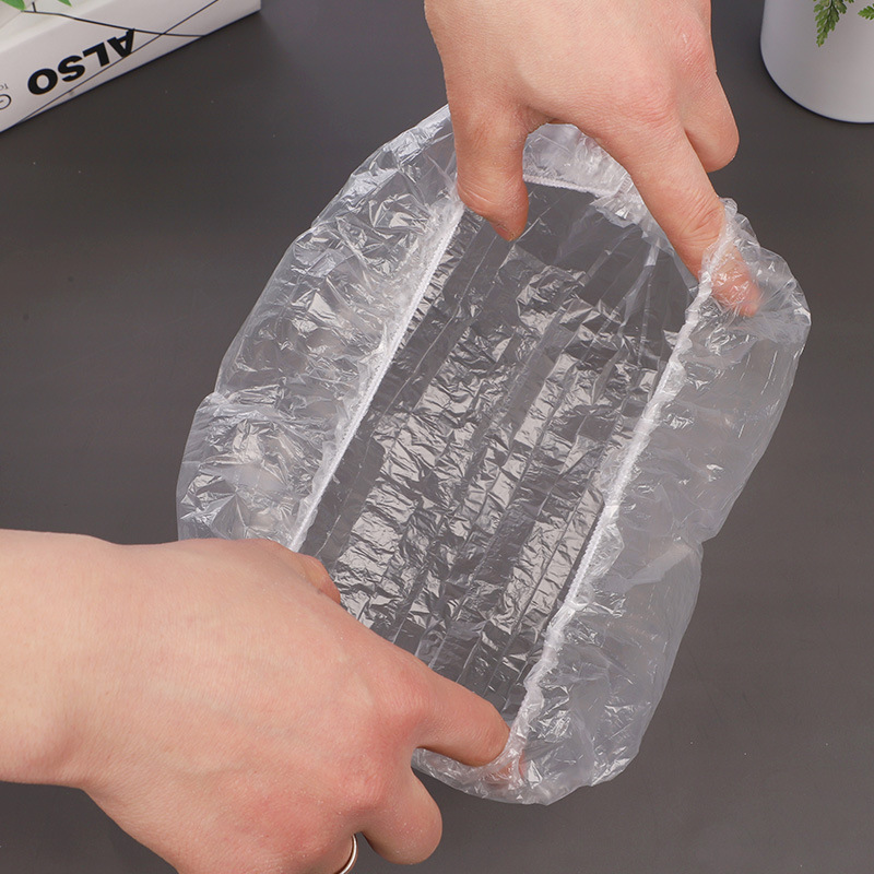 Manufacturer Disposable Shower Cap Pe Plastic Elastic Mouth Thickened Strip Hair Dyeing Oil Hotel Hair Salon Dustproof