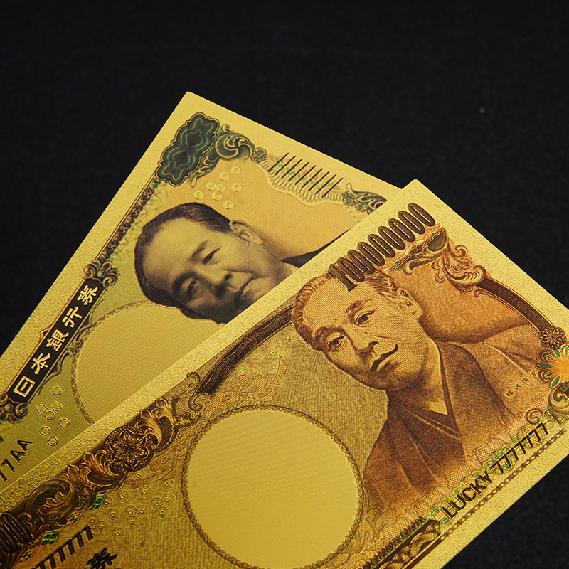 Gold Foil Commemorative Banknote Pet Plastic Gold Foil Banknote 10,000 Yen Double-Sided Colorful Gold Foil Commemorative Coin Collection Customization