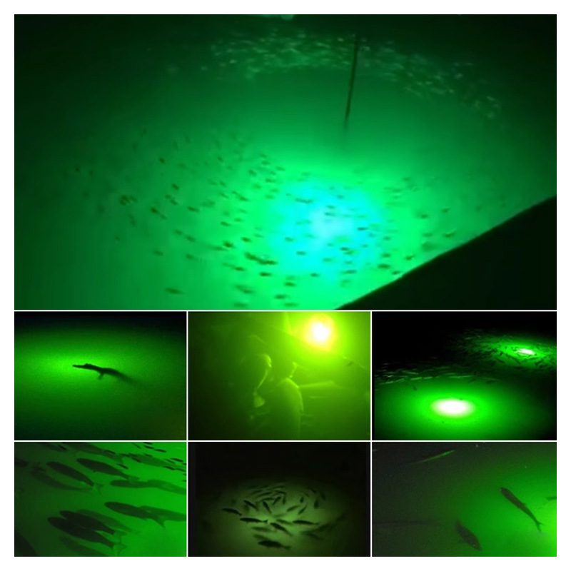 12-24V Underwater Fish Luring Lamp 30W50W Fish Gathering Lamp Marine Fishing Raft Fishing Lamp Fish Gathering Net Squid Lamp