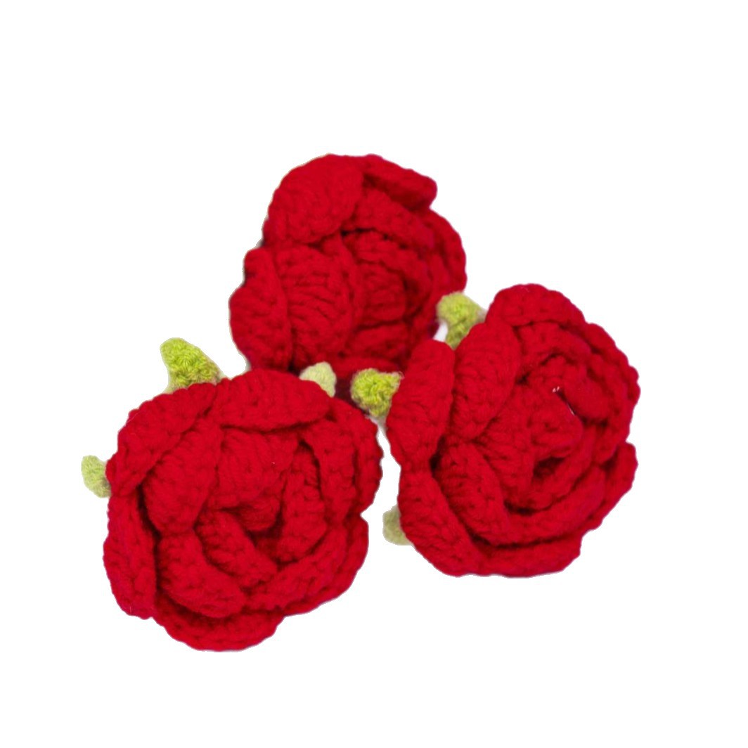 Hand-Crocheted Red Rose Pink Finished Product Blue Enchantress Confession Bouquet Home Decoration Valentine's Day Gift