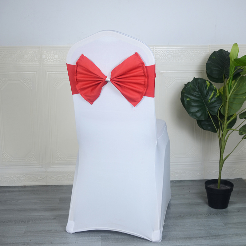 Cross-border Stretch-free Wedding Chair Back Flower Chair Bow Decorative Chair Cover Stool Strap Hotel Big Bow