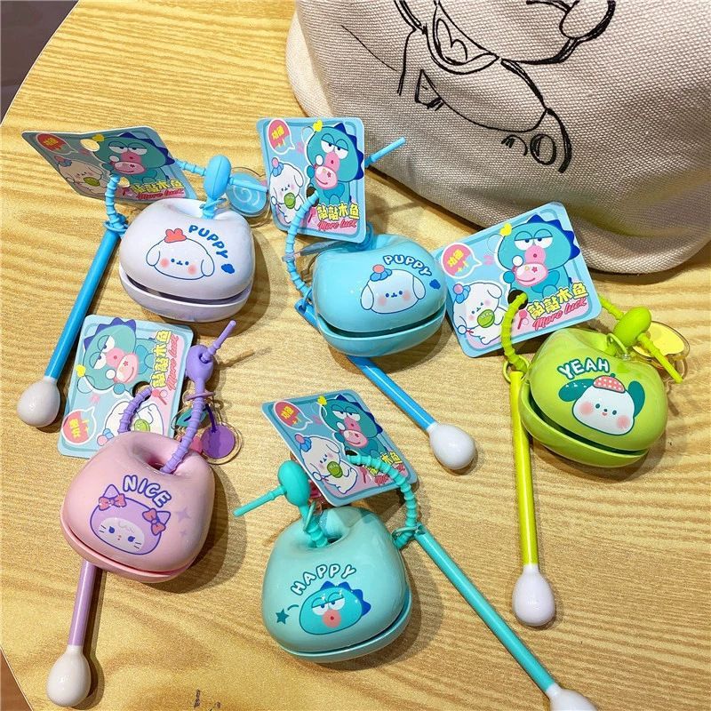 Healing and Decompression Small Wooden Fish Keychain Toy Office Desktop Ornaments Exquisite Children's Toys School Bag Pendant