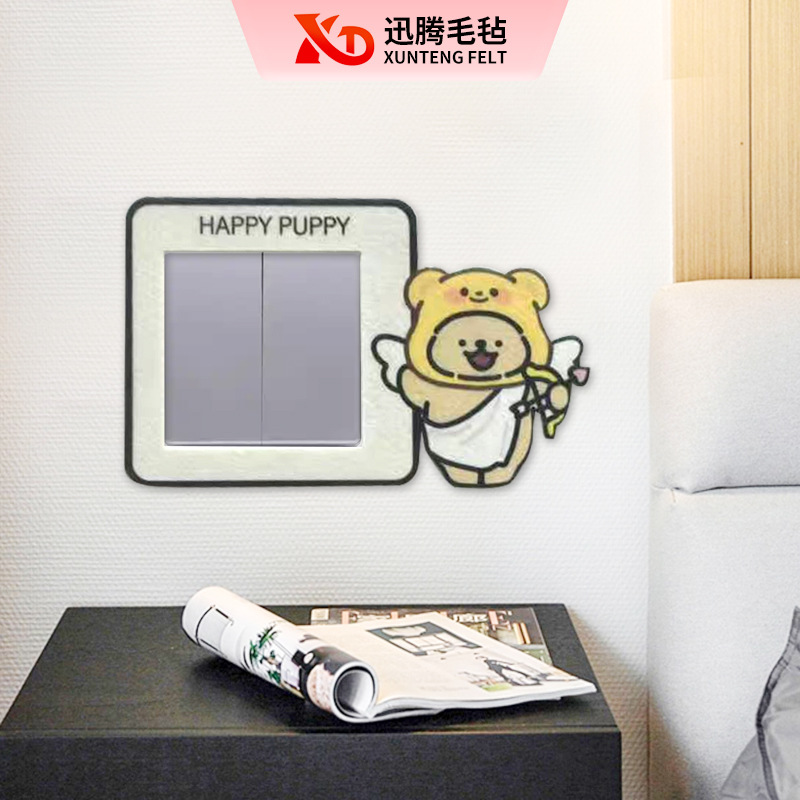 Creative Personalized Felt Switch Sticker Protective Cover Wholesale Cute Dog Animal Element Felt Switch Decorative Sticker