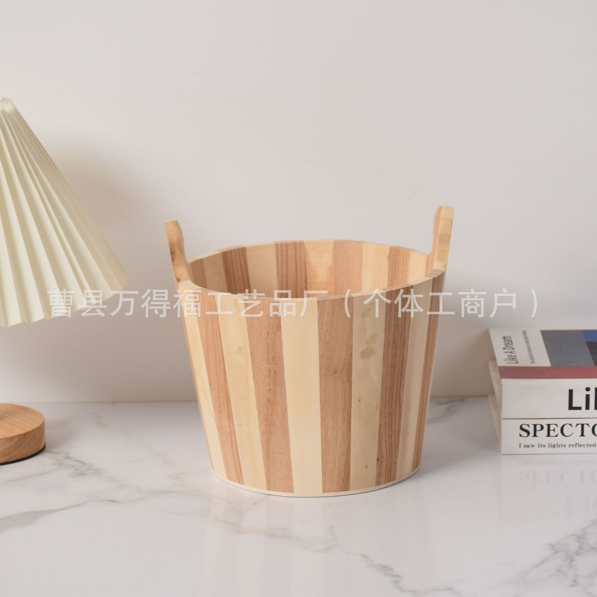 New Natural Wood Color Small Wooden Bucket Home Storage Wooden Bucket Children's Toy Storage and Organization Bucket Beachside Toy Wooden Bucket