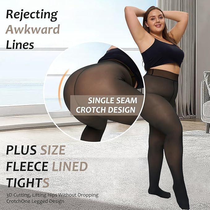 Cross-border Special for Fake Meat Extra Large Size One-character Crotch Leggings Warm Women's Bare Legs fleece-lined Thickened Skin-transparent Pantyhose
