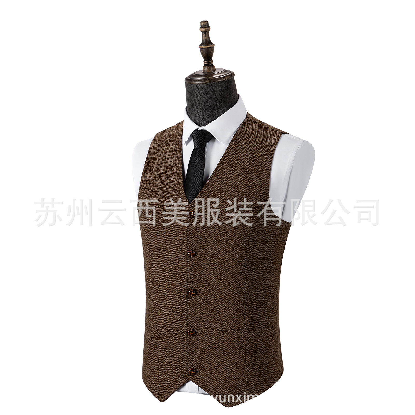 Cross-Border Preferred Men's Vests Herringbone Wedding Dress Vests Light Business Casual British Style Vests in Stock
