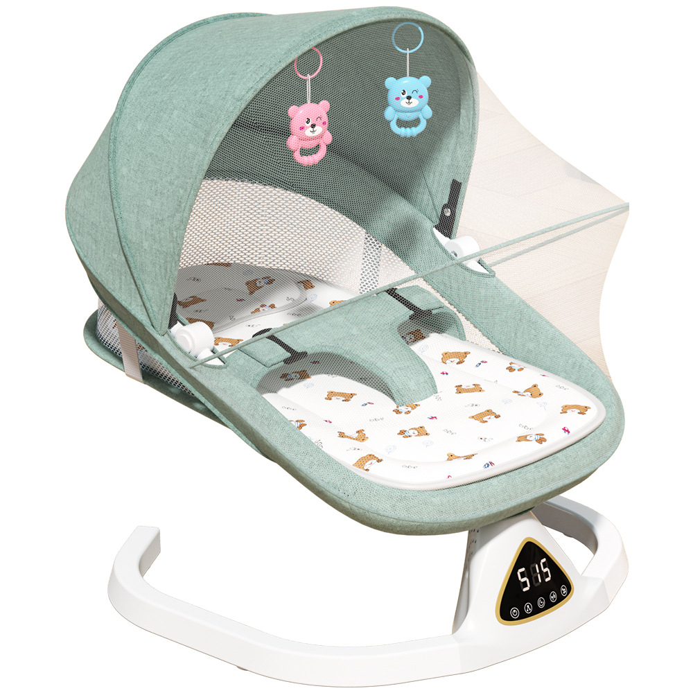 Baby Electric Rocking Chair, Newborn Soothing Recliner, Baby Can Lie Flat to Sleep, Automatic Cradle Bed