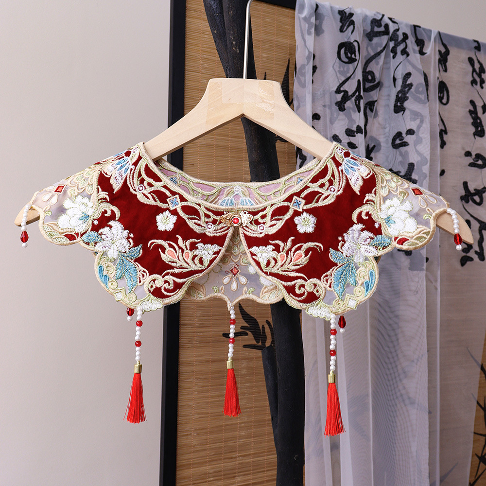 Ханфу Облачный Плечо Фальшивый Воротник Для Взрослых и Детей Китайский Шарф Тан Suit Вышивка Древний Стиль С кисточками Аксессуар Жилет