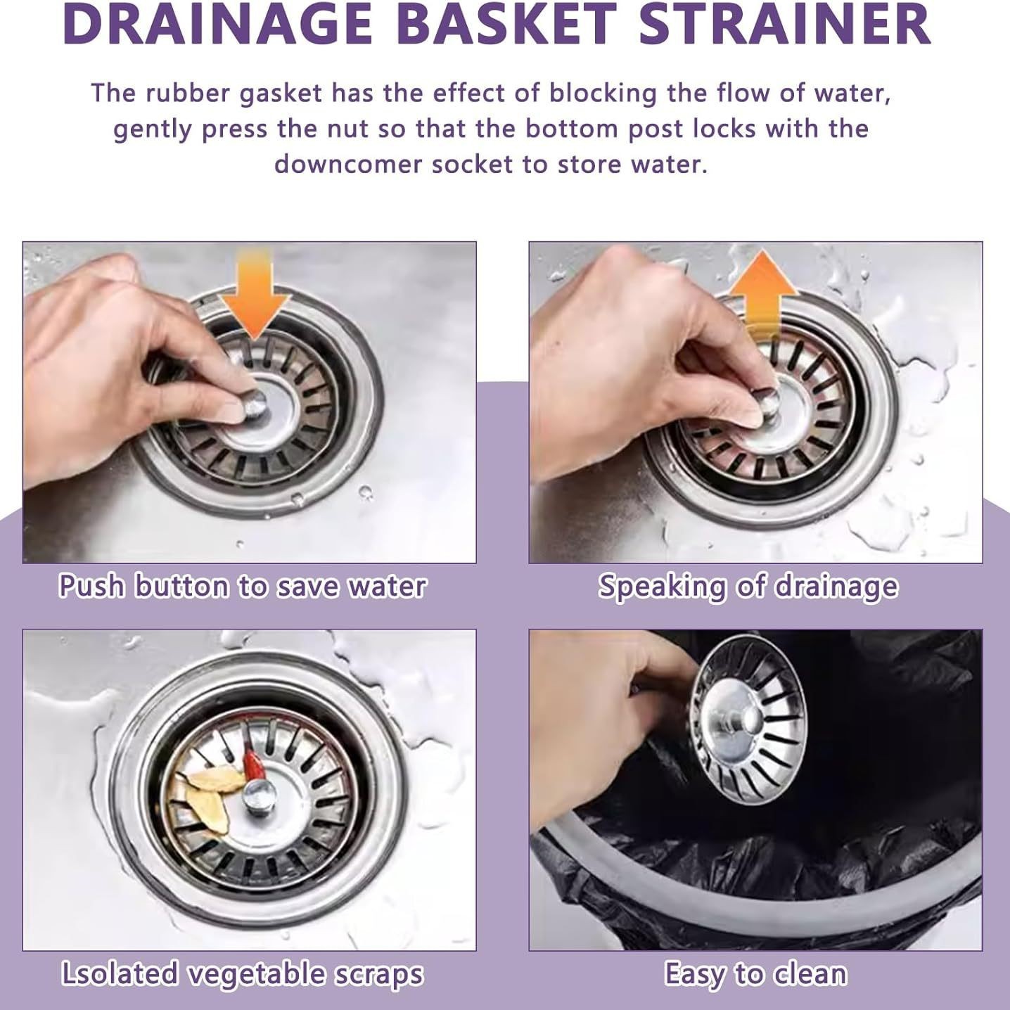 Cross-Border European-Style Sink Drain Cover Kitchen Sink Stopper Dishwashing Basin Plug Sink Accessories Filter Net Anti-Odor