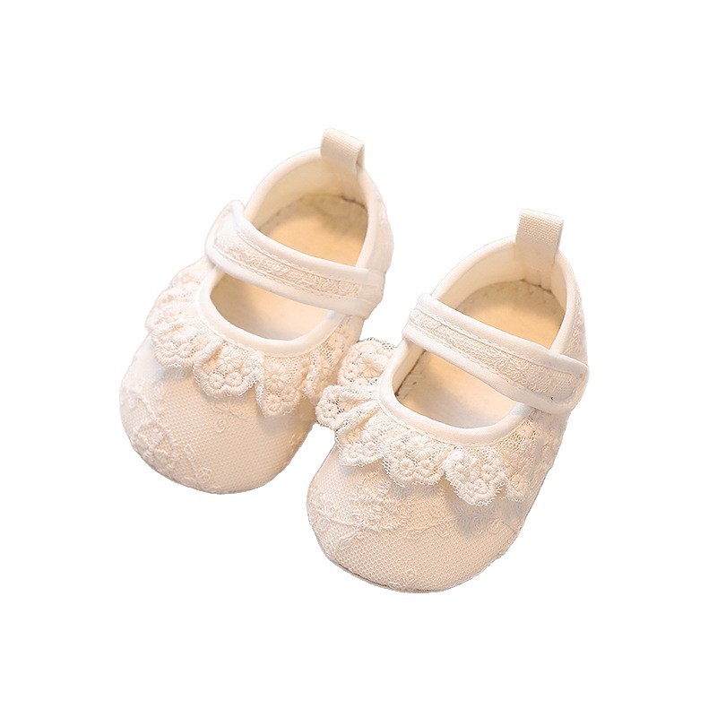 Manufacturer's Ready Stock Wholesale Spring New Baby Korean Style Lace Princess Shoes for Girls Non-Slip Soft Sole Toddler Shoes
