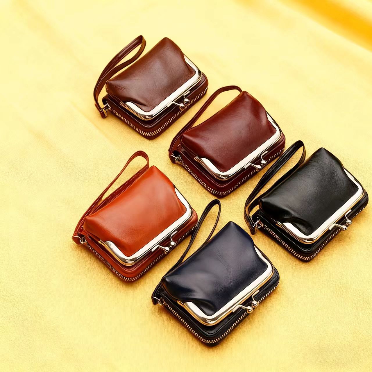 Готовая продукция, кросс-бордерное предложение, женская монетница с пряжкой, 4 дюйма, сумка на молнии, клатч, ретро-сумка