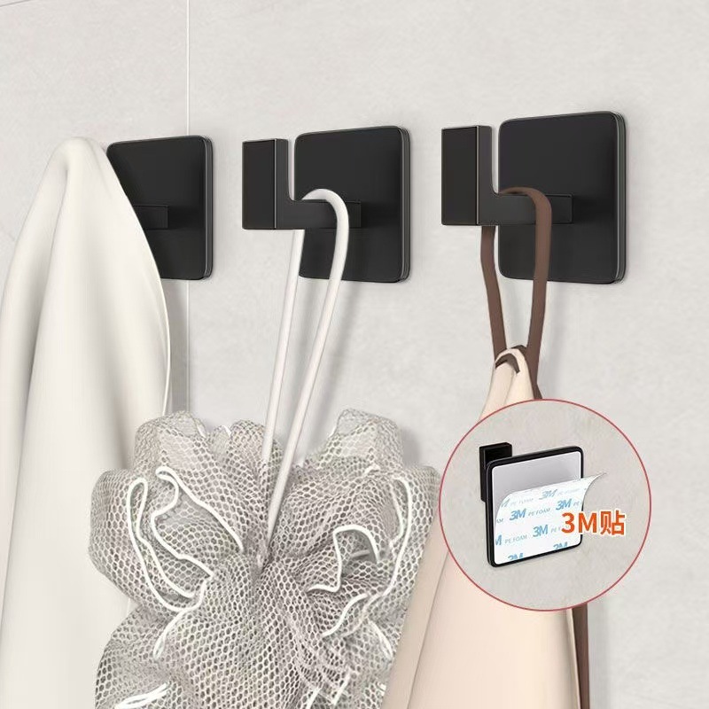 Square Single Hook Bedroom Hook Black Coat Hook Wall Hanging Door Creative Coat Hook Wall Single Cross-Border