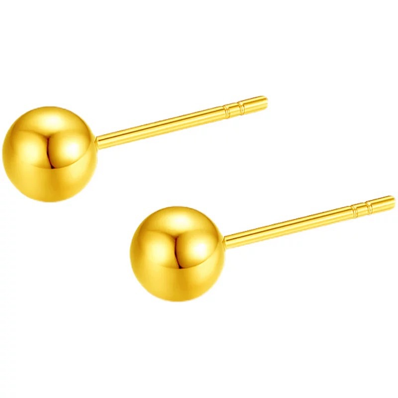 Water Bead 18K Gold Light Bead Earrings Au750 Non-Fading Ear Care Gold Bean Earrings Versatile Earrings Popular on Live Streaming