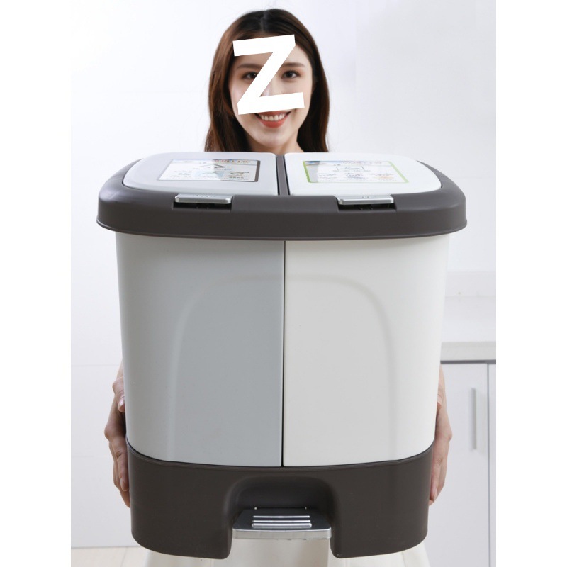 Household Indoor Sorting Trash Can with Pedal and Lid for Living Room, Bedroom, Kitchen, Double Bucket Creative Dry and Wet Separation Trash Can