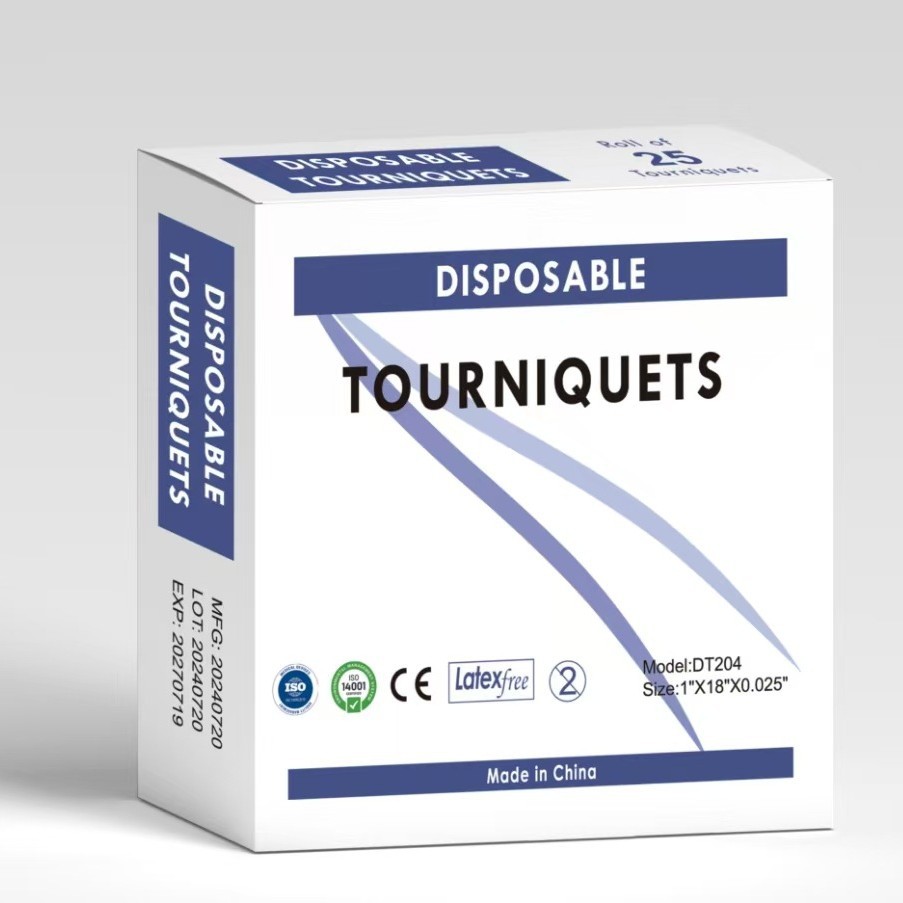 Boxed Medical Disposable Tourniquet with Continuous Venous Infusion Strapping Arm Blood Pressure Pulse Straps High Elasticity