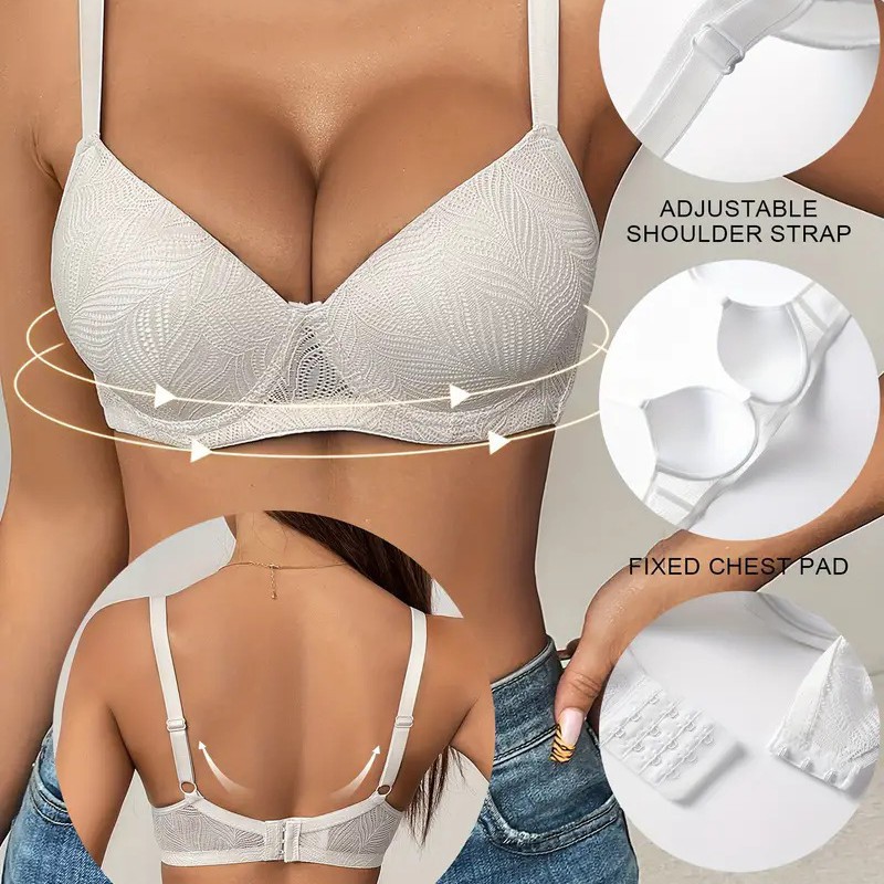 Cross-border French lace bra European and American plus size bra thin steel ring closed accessory milk gathered underwear manufacturers in stock