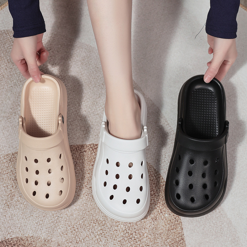 2024, новые EVA, пляжные домашние туфли, летние, закрытые, тапочки с высоким каблуком