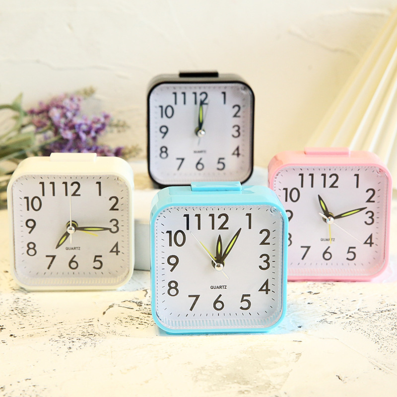 Square Simple Three-Dimensional Fashion Home Decoration Night Light Alarm Clock Student Digital Creative Small Clock Factory Direct Sale
