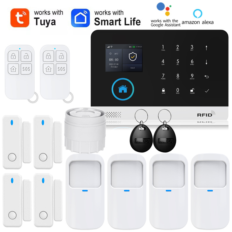 Сигнализационная система Tuya безопасность дома Wifi GSM Tuya Smart датчик движения дверной сигнализатор антивор