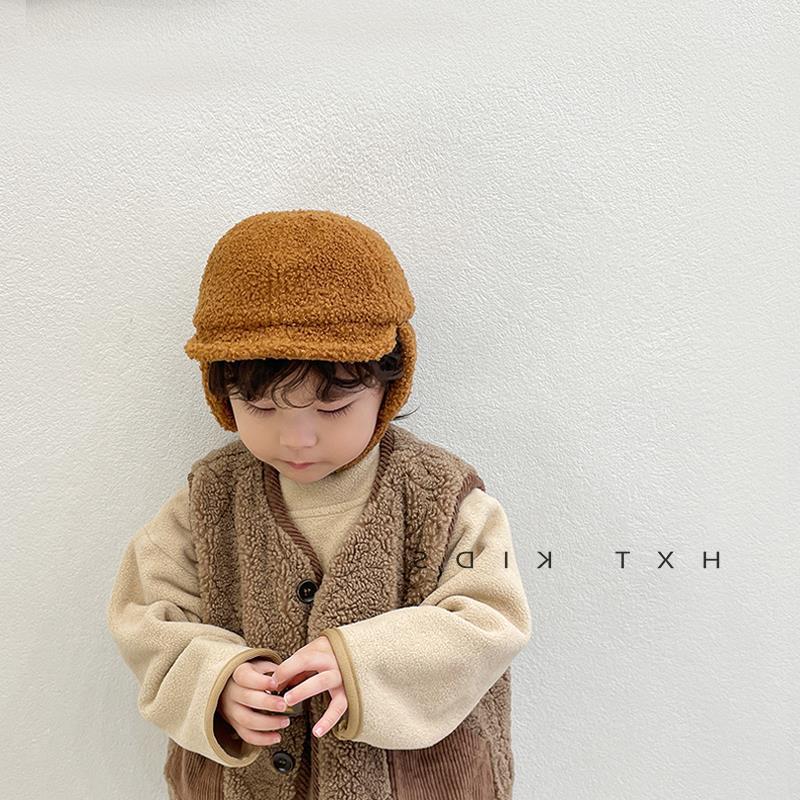 Корейская детская шапка, однотонная шапка из овечьей шерсти, шляпа с утиной язычком для детей 1-4 лет осень и зима 2022