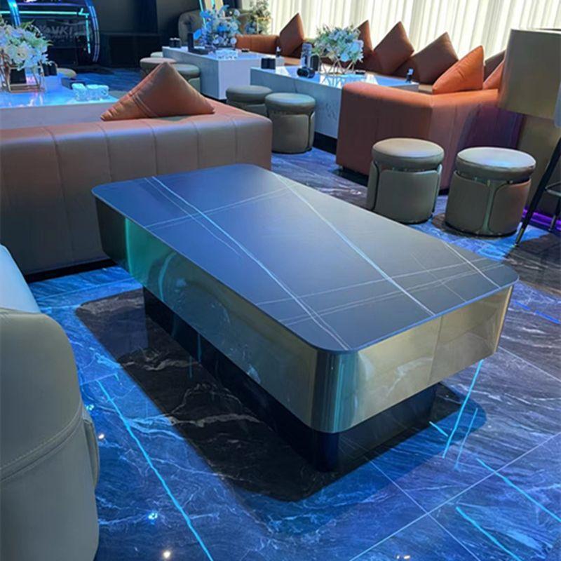 in stock New KTV Coffee Table Night Bar Stainless Steel Card Seat Simple Rock Plate Tempered Glass