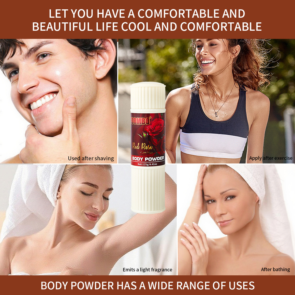 [Cross-Border Supply] Formbo Body Powder Cooling Antiperspirant Refreshing Long-Lasting Fragrance Floral Body Powder Wholesale