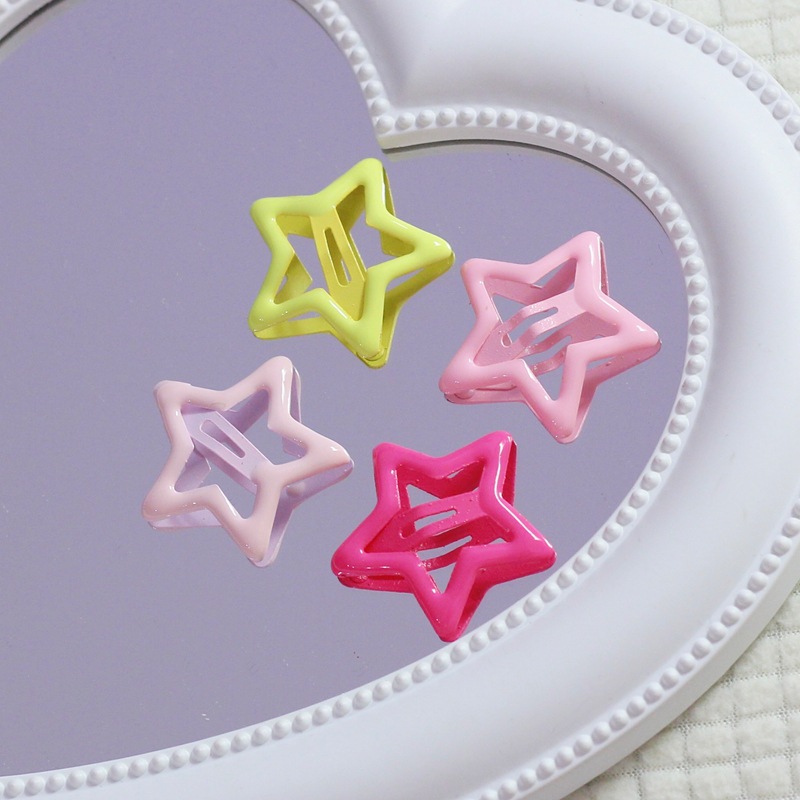 Colorful Star Hair Clip Y2K Dopamine Oil Dripping Hair Clip Five-Pointed Star Bb Clip Cute Bangs Side Broken Hair Clip