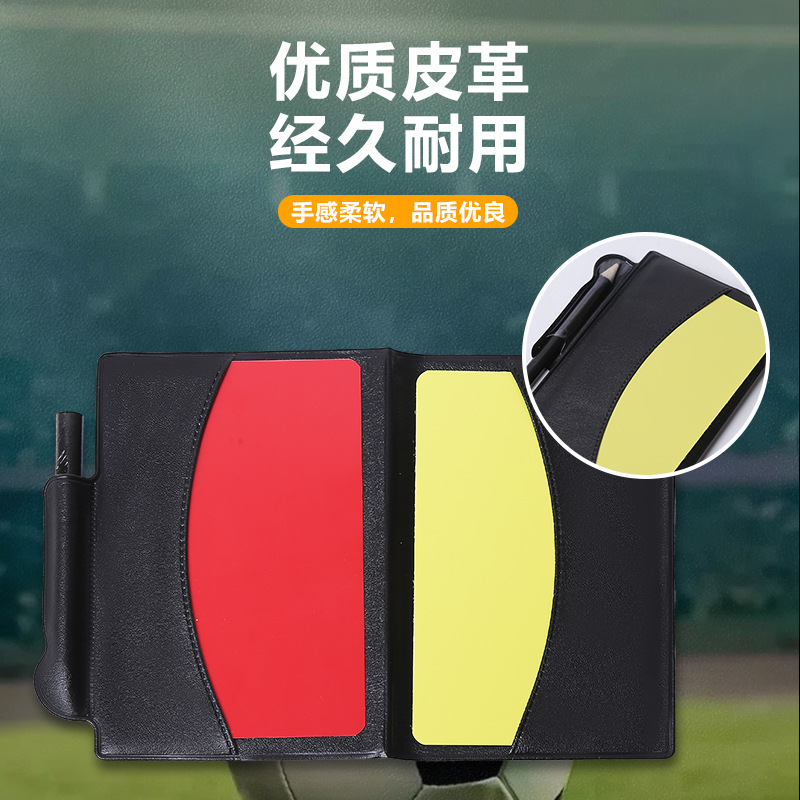 Special Red and Yellow Card Record Book for Football Competitions, Red Brand Yellow Card Referee Supplies with Leather Sheath Pencil Referee Record Paper