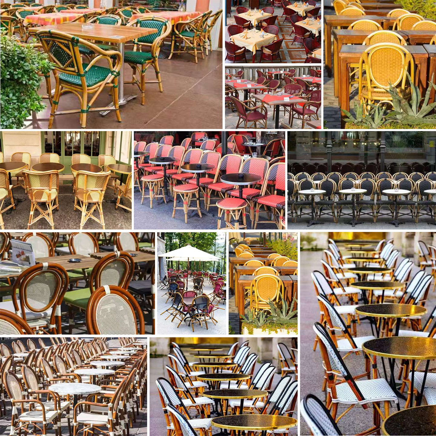 Retro Outdoor French Courtyard Cafe B&B Balcony Rattan Table and Chairs Nordic Western Food Milk Tea Shop Tavern Rattan Chair