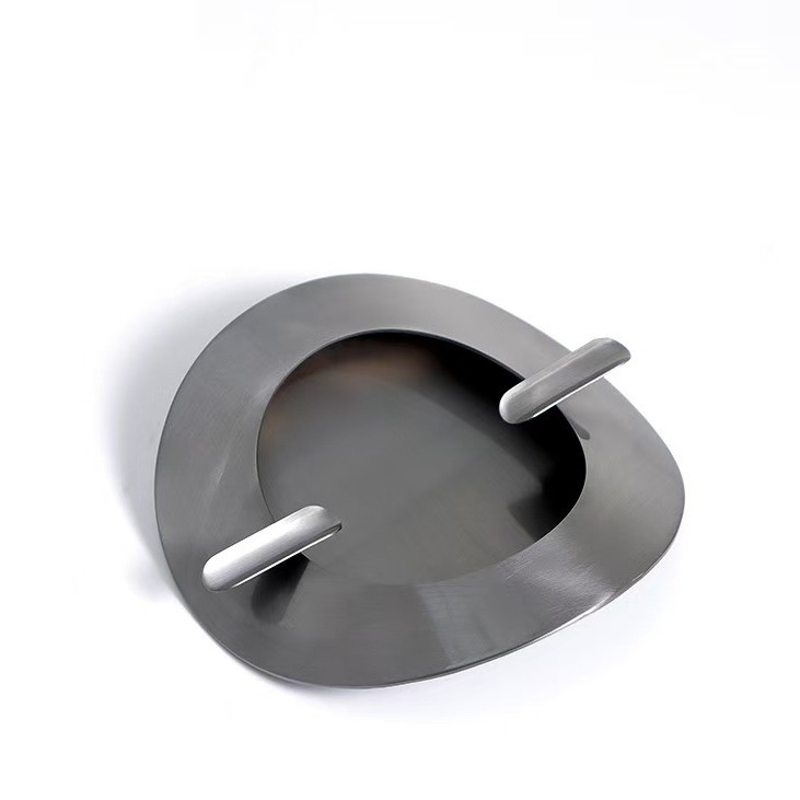Modern Light Luxury Round Stainless Steel Ashtray Cigar Office Hotel Desktop Decoration Office Ashtray