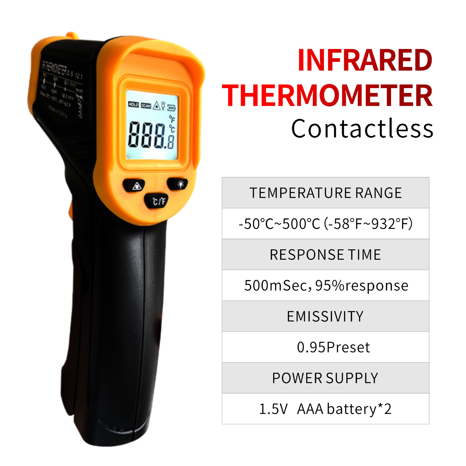 Импортный инфракрасный термометр, пистолет для измерения температуры масла, кухонный термометр, коммерческий термометр для измерения температуры воды, пистолет для измерения температуры выпечки, промышленное использование