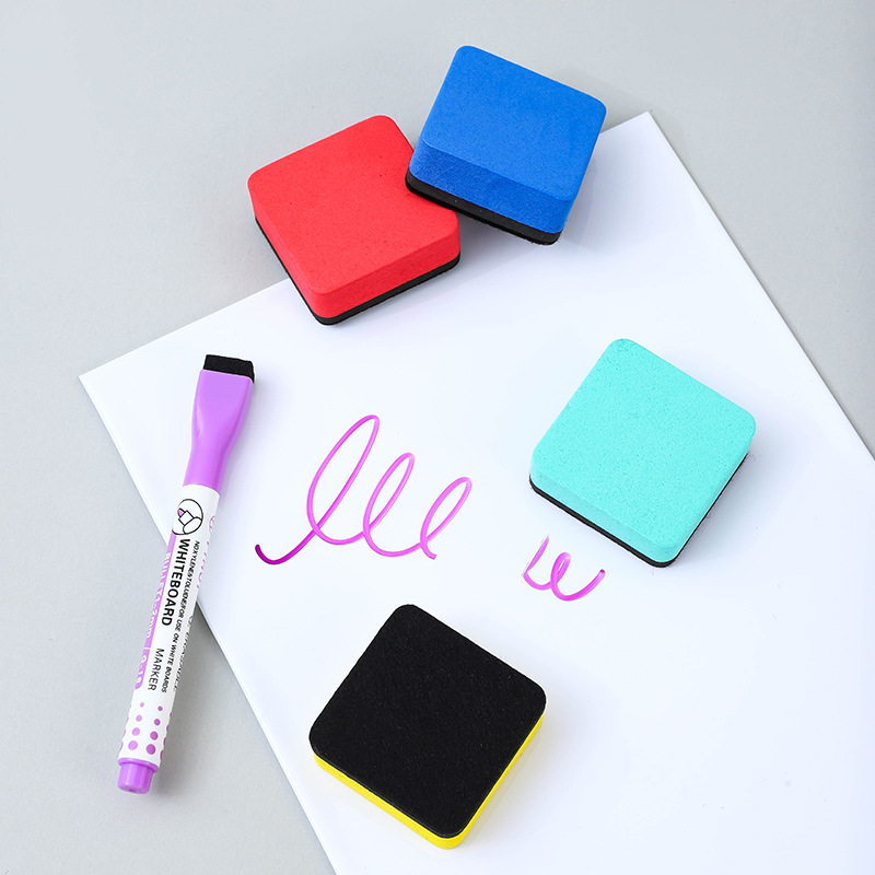 Manufacturer Wholesale Whiteboard Eraser Magnetic Eva Felt Cloth Blackboard Eraser 5*5*1.5 Square Board Eraser Colorful Cross-Border Generation