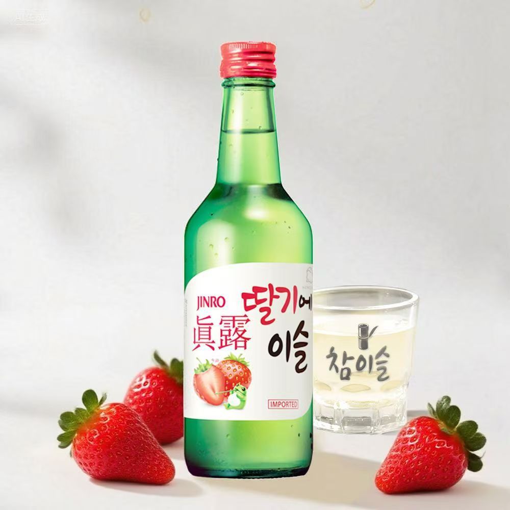 Authentic Jinro Strawberry Flavored Liqueur Imported from South Korea, Fruity and Slightly Tipsy