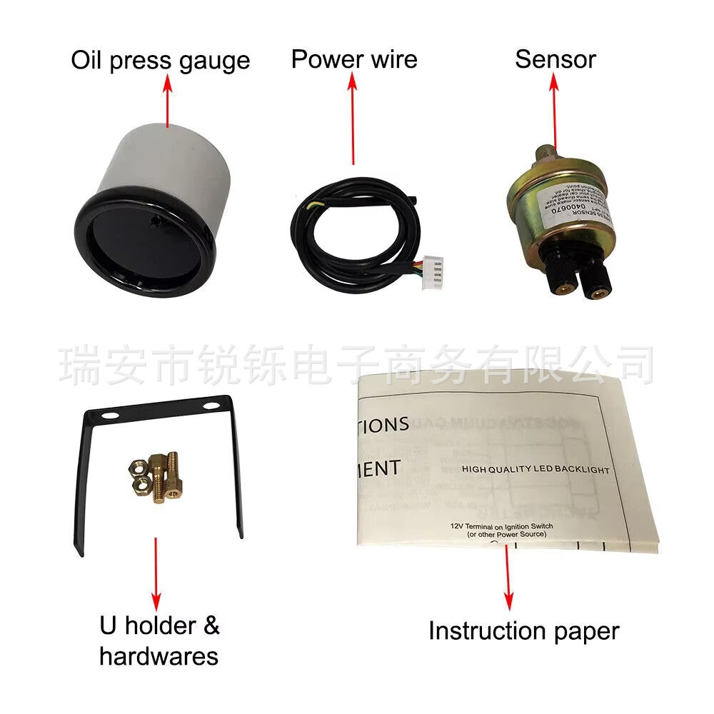 Auto parts 2 ''52mm oil pressure gauge meter and sensor with colorful car digital LED 0-140 PSI