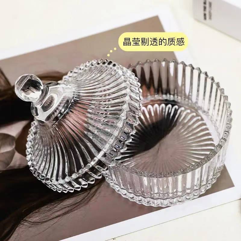 Glass Jewelry Box Candy Jar Cotton Swab Pen Cartridge Ashtray Scented Tea Jar Storage Box Storage Jar Small Diamond Others