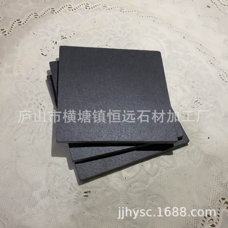 Black slate dinner plate hotel Western tableware square rock coaster soap pad candle pad laser LOGO